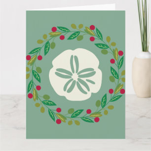 Sand-Dollar-Meeresschnecken-Weihnachtskranz Karte