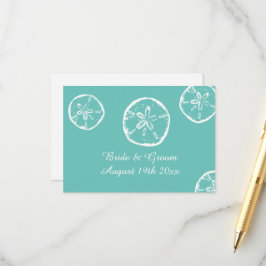 Sand-Dollar-Muschel aquamarine und weiße Hochzeit  Begleitkarte