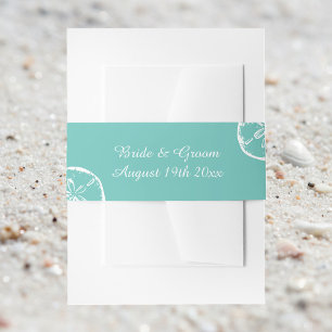 Sand-Dollar-Muschel aquamarine und weiße Hochzeit Einladungsbanderole