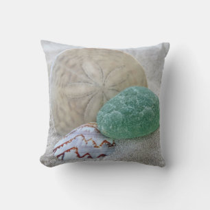 Sand Dollar, Muschel und Meerglas - Kopfkissen Kissen