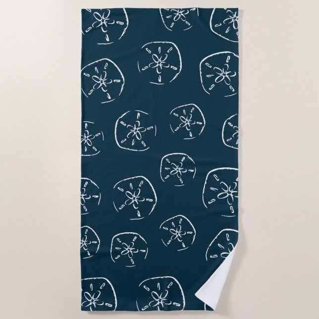 Sand-Dollar-Muster Zeichnend Ocean Blue Strandtuch (Vorderseite)