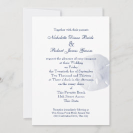 Sand Dollar Navy Blue Wedding Einladung