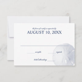 Sand Dollar Navy Blue Wedding RSVP