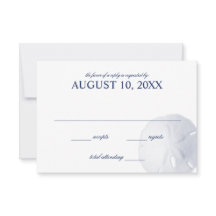Sand Dollar Navy Blue Wedding RSVP
