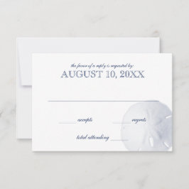 Sand Dollar Navy Blue Wedding RSVP Karte