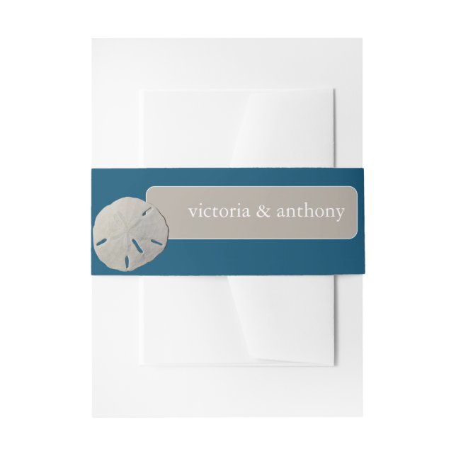 Sand Dollar, Ocean Blue Beach Hochzeit Einladungsbanderole (Vorderseite Beispiel)