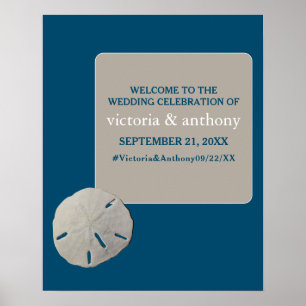 Sand Dollar, Ocean Blue Beach Hochzeit Willkommen Poster