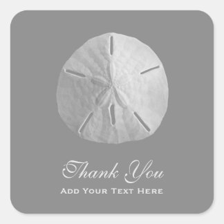 Sand Dollar on Gray Danke Quadratischer Aufkleber