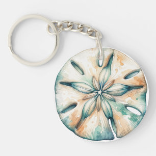 Sand-Dollar-Ozean-Spritzer-Seewasser-Wasserfarben- Schlüsselanhänger