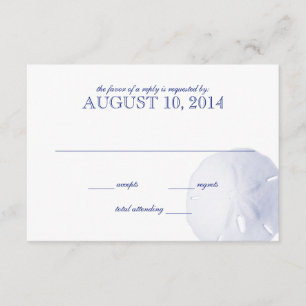 Sand Dollar Royal Blue Wedding RSVP Karte