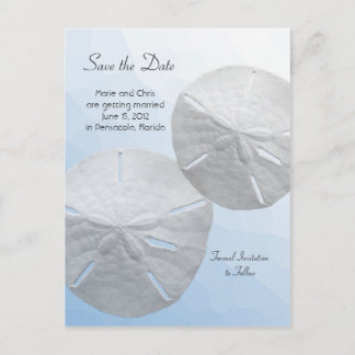 Sand Dollar Save the Date Beach Theme Wedding Ankündigungspostkarte