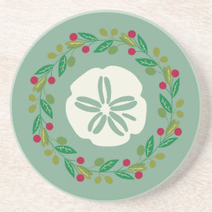 Sand Dollar Seashell Weihnachtskranz Getränkeuntersetzer