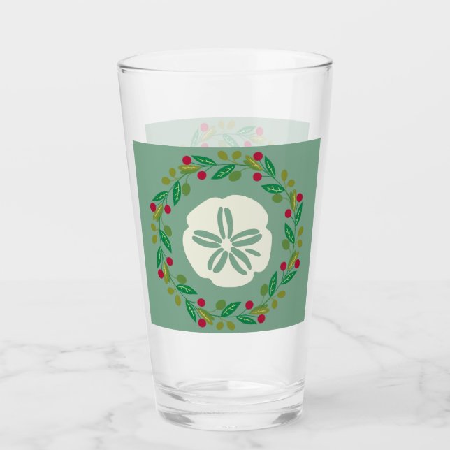 Sand Dollar Seashell Weihnachtskranz Glas (Vorderseite)