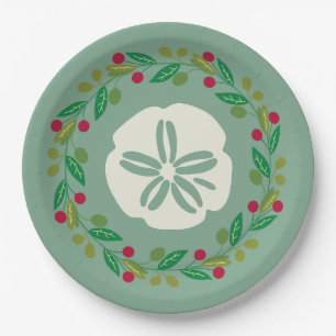 Sand Dollar Seashell Weihnachtskranz Pappteller