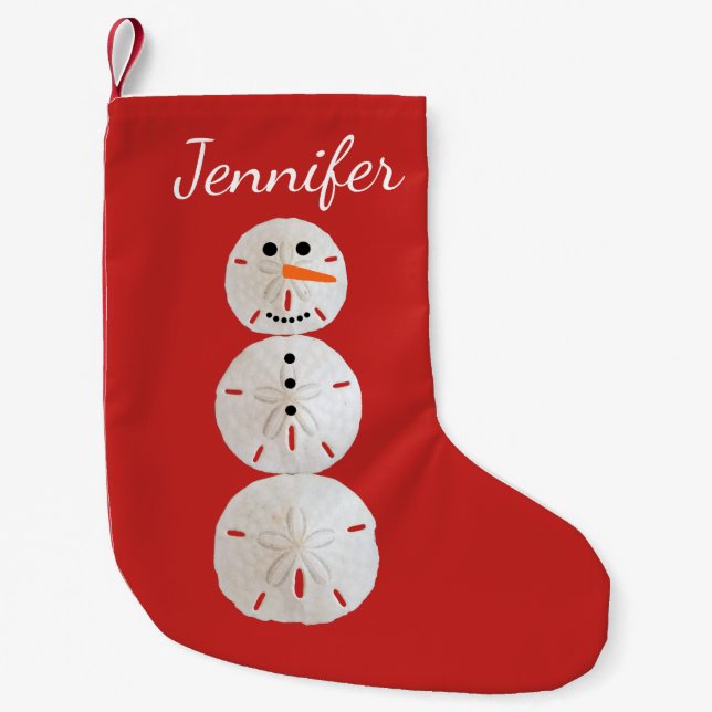 Sand Dollar Snowman Kleiner Weihnachtsstrumpf (Vorderseite)