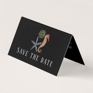 Sand Dollar, Starfish, Seepferd Save the Date Kart Visitenkarten