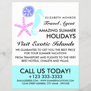 Sand Dollar, Starfish, Seepferd, Travel Agent Flyer