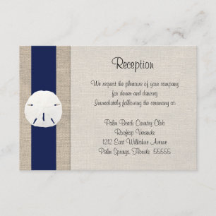 Sand-Dollar-Strand-Hochzeitsempfang-Karte Navy Begleitkarte