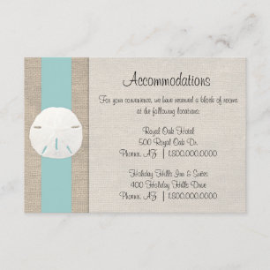 Sand-Dollar-Strand-Hochzeitsunterkunftskarte Begleitkarte