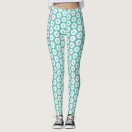 Sand Dollar Summer Beach Blue und White Print Leggings