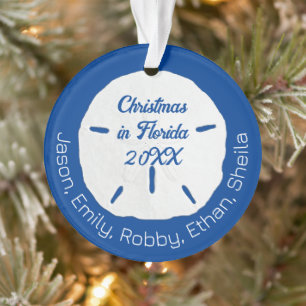 Sand Dollar Tropical Christmas Holiday Navy Ornament