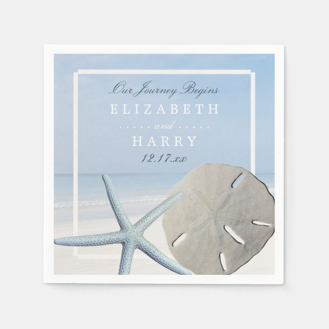 Sand Dollar und Starfish Beach Hochzeit Serviette (Vorderseite)
