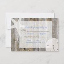 Sand Dollar und Starfish Oceanic Wedding RSVP