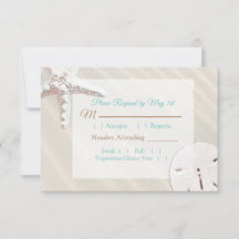 Sand Dollar und Starfish Oceanic Wedding RSVP