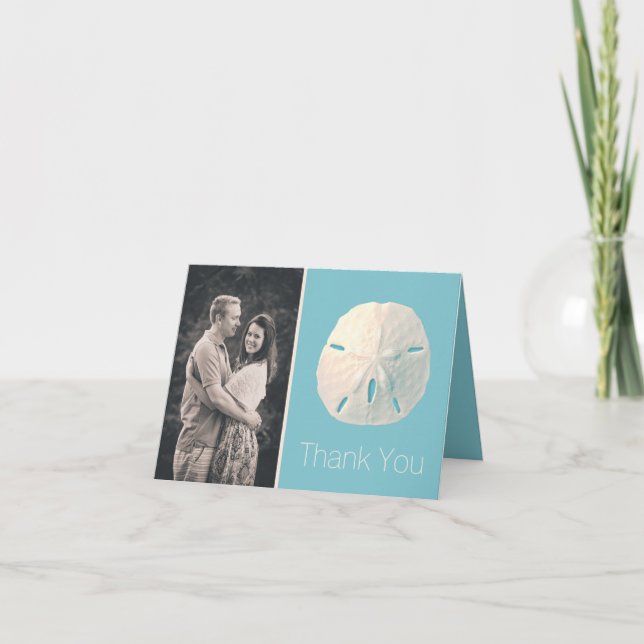 Sand Dollar Wedding Foto Vielen Dank Note Card Dankeskarte (Vorderseite)