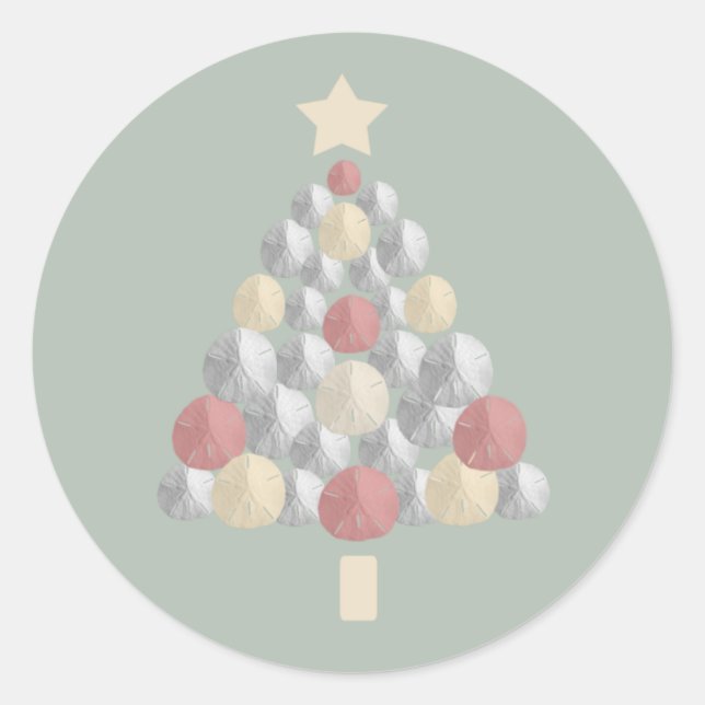 Sand Dollar Weihnachtsbaum (grün) Runder Aufkleber (Vorderseite)