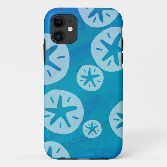Sand Dollar Weiß und Blau Muster Case-Mate iPhone Hülle (Rückseite)