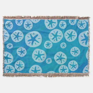 Sand Dollar Weiß und Blau Muster Decke