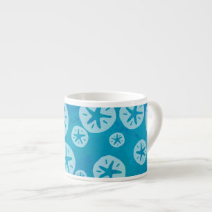 Sand Dollar Weiß und Blau Muster Espressotasse
