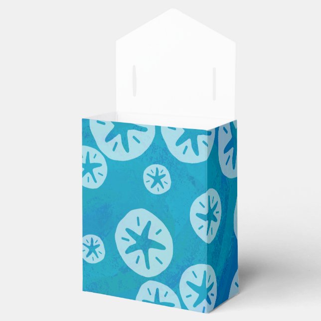 Sand Dollar Weiß und Blau Muster Geschenkschachtel (Geöffnet)