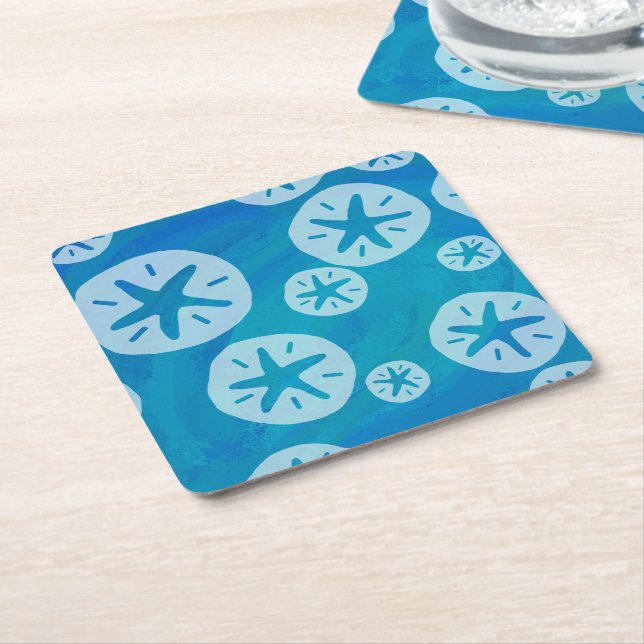 Sand Dollar Weiß und Blau Muster Rechteckiger Pappuntersetzer (angewinkelt)