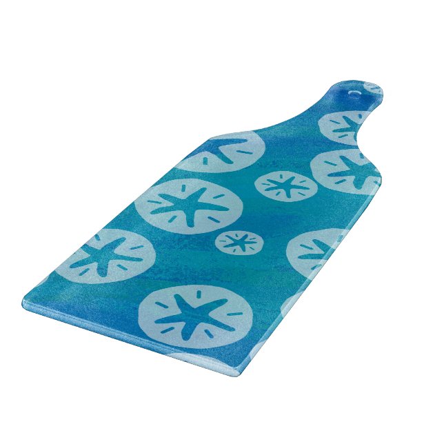 Sand Dollar Weiß und Blau Muster Schneidebrett (Ecke)