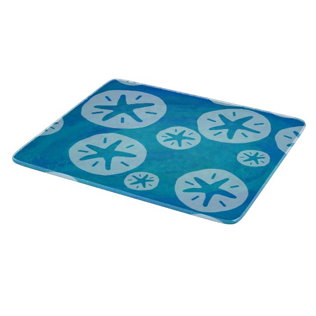 Sand Dollar Weiß und Blau Muster Schneidebrett (Ecke)