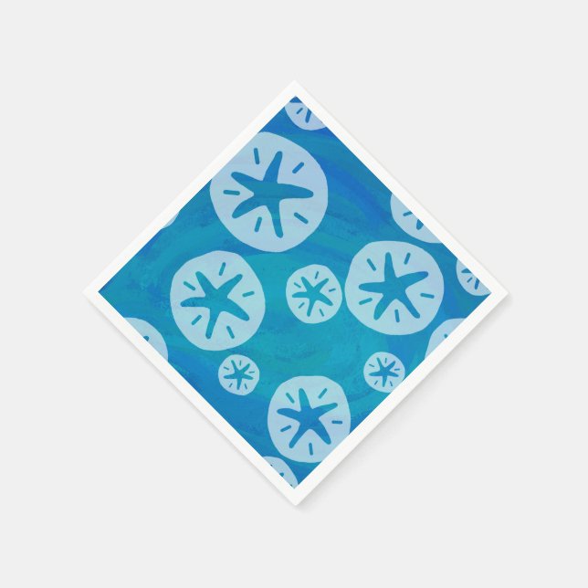 Sand Dollar Weiß und Blau Muster Serviette (Ecke)