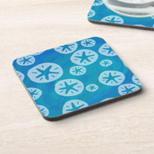 Sand Dollar Weiß und Blau Muster Untersetzer