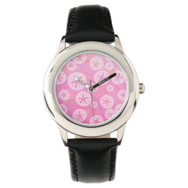 Sand Dollar weiß und rosa Armbanduhr (Vorderseite)