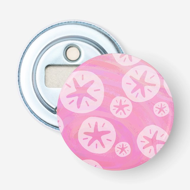 Sand Dollar weiß und rosa Flaschenöffner (Vorderseite)