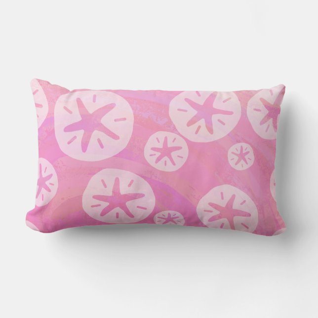 Sand Dollar weiß und rosa Lendenkissen (Vorderseite)
