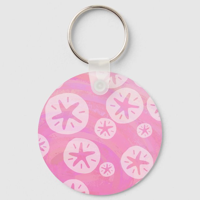 Sand Dollar weiß und rosa Schlüsselanhänger (Vorderseite)