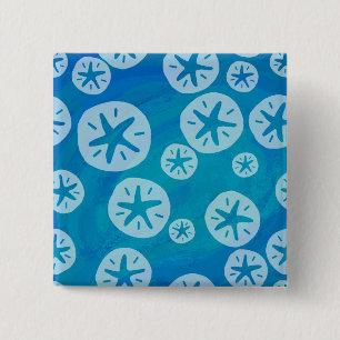 Sand-Dollar weißer und blauer Muster Button