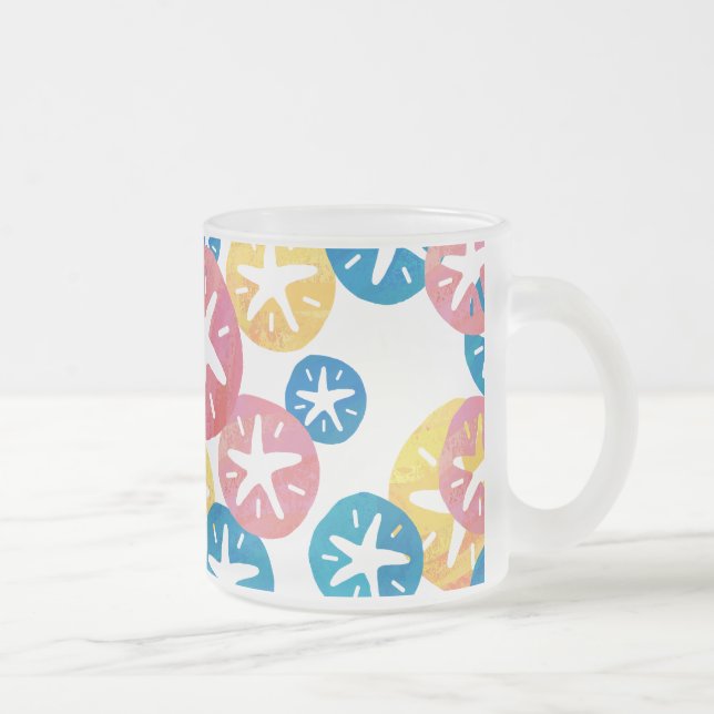 Sand Dollar Yellow Blue Pattern Mattglastasse (Rechts)