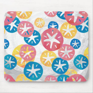 Sand Dollar Yellow Blue Pattern Mousepad