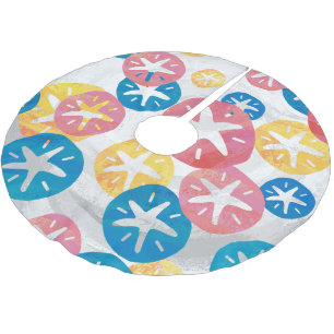 Sand Dollar Yellow Blue Pattern Polyester Weihnachtsbaumdecke