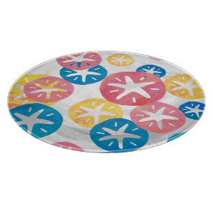 Sand Dollar Yellow Blue Pattern Schneidebrett