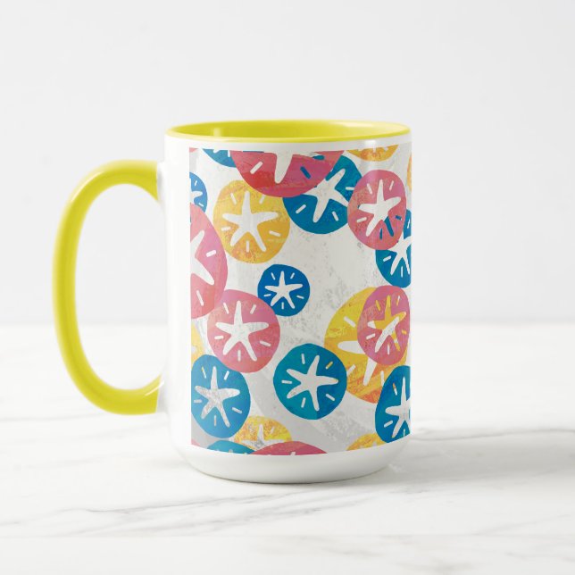 Sand Dollar Yellow Blue Pattern Tasse (Links)