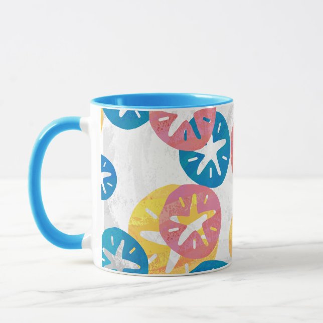 Sand Dollar Yellow Blue Pattern Tasse (Links)